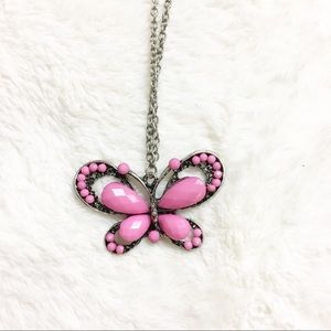 Vintage butterfly glass bead necklace.